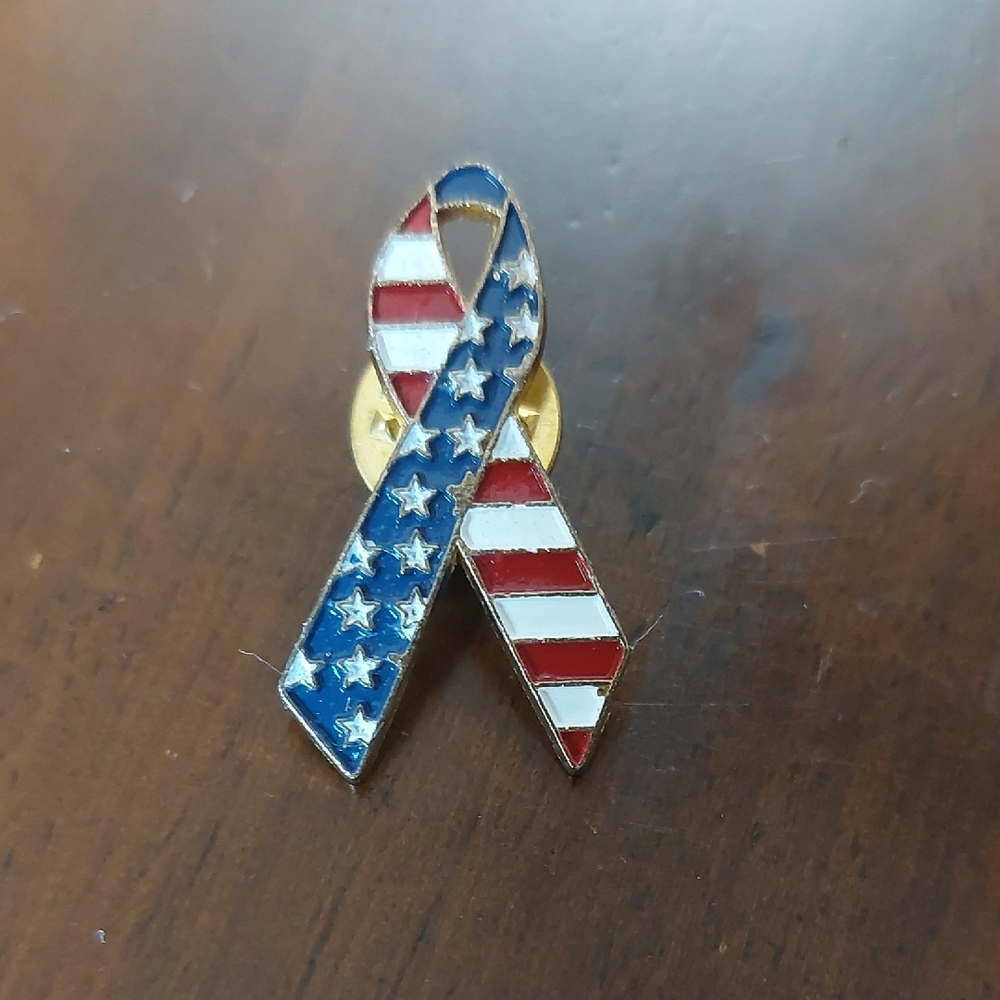 Patriotic 4th Of July American Flag Ribbon Lapel Pin